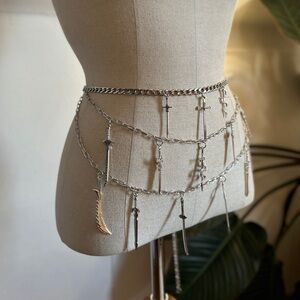 Dagger Chain Belt Sword Weapon Gothic Renaissance Statement Waist Chunky